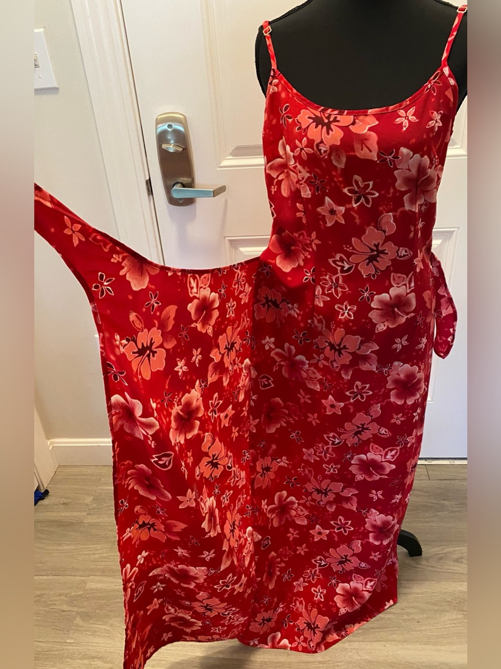 Summer Sleeveless Red and White Floral Maxi Dress  Size 5 Jonathan Martin USA - Picture 3 of 10